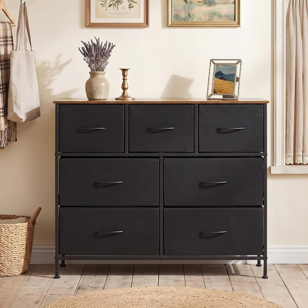 GIANTEX 7-Drawer Wide Dresser (Black)