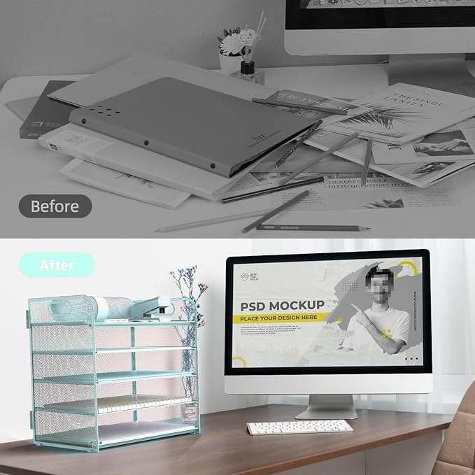 Letter Tray Paper Organizer 5-Tier Desk Organizer File Organizer Paper Holder - Image 3