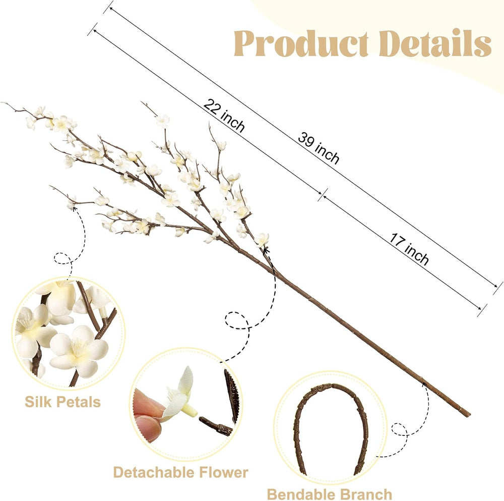 Ammyoo 4Pcs Cherry Blossom Branches Artificial Flowers for Spring Summer Indo...