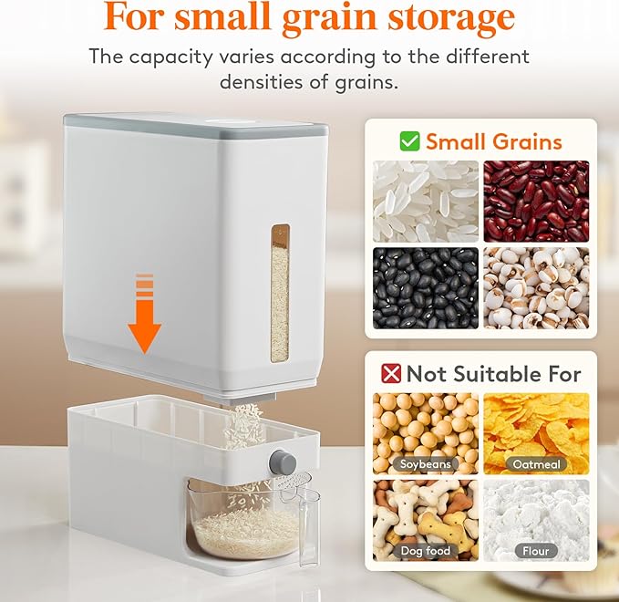 Lifewit Rice Dispenser 25 Lbs, Rice Storage Container Sealed Moisture Proof - Image 6