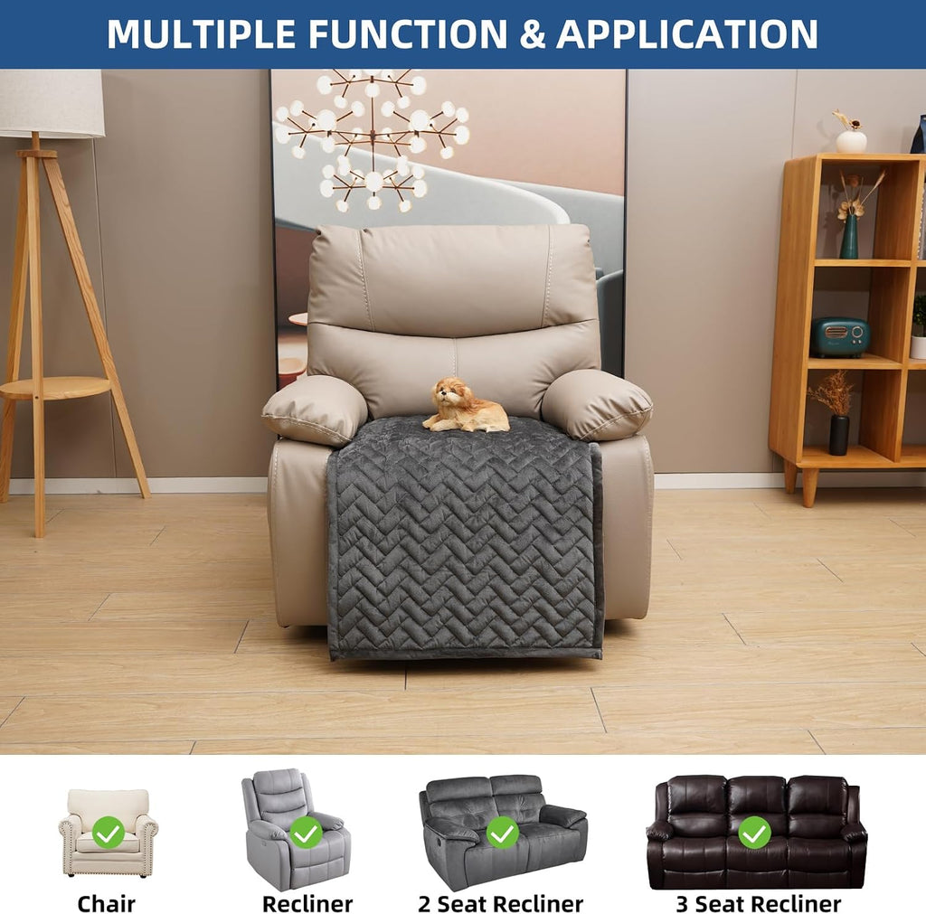 Eismodra Recliner Chair Covers,Recliner Covers that Stay in Place,Washable Recliner Slipcover for Large Recliner 3 Seater Sofa Couch Living Room Loveseat,Dark Gray 23 x 39 inches (Only 1 Piece)