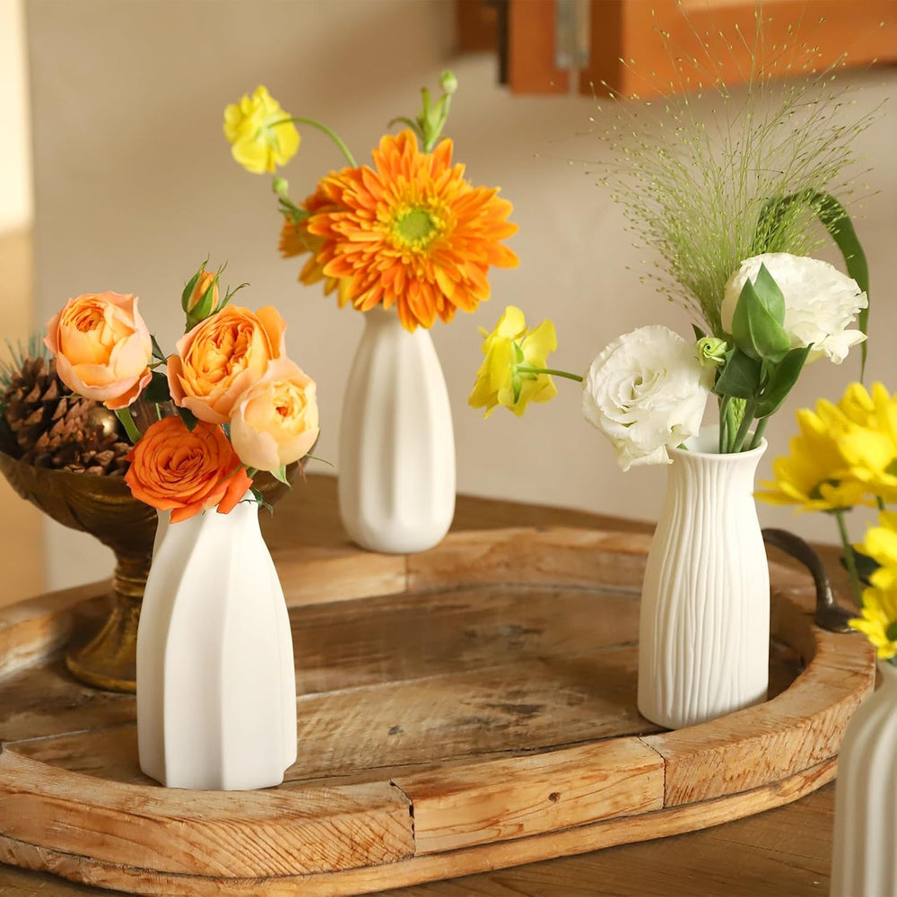 16packs Small White Ceramic Vases - Mini Flower Vases for Centerpieces