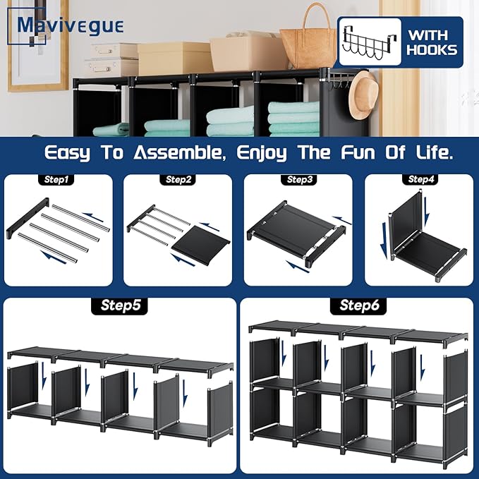 Mavivegue Book Shelf, 20 Cube Storage Organizer, DIY Bookcase, Metal Cube