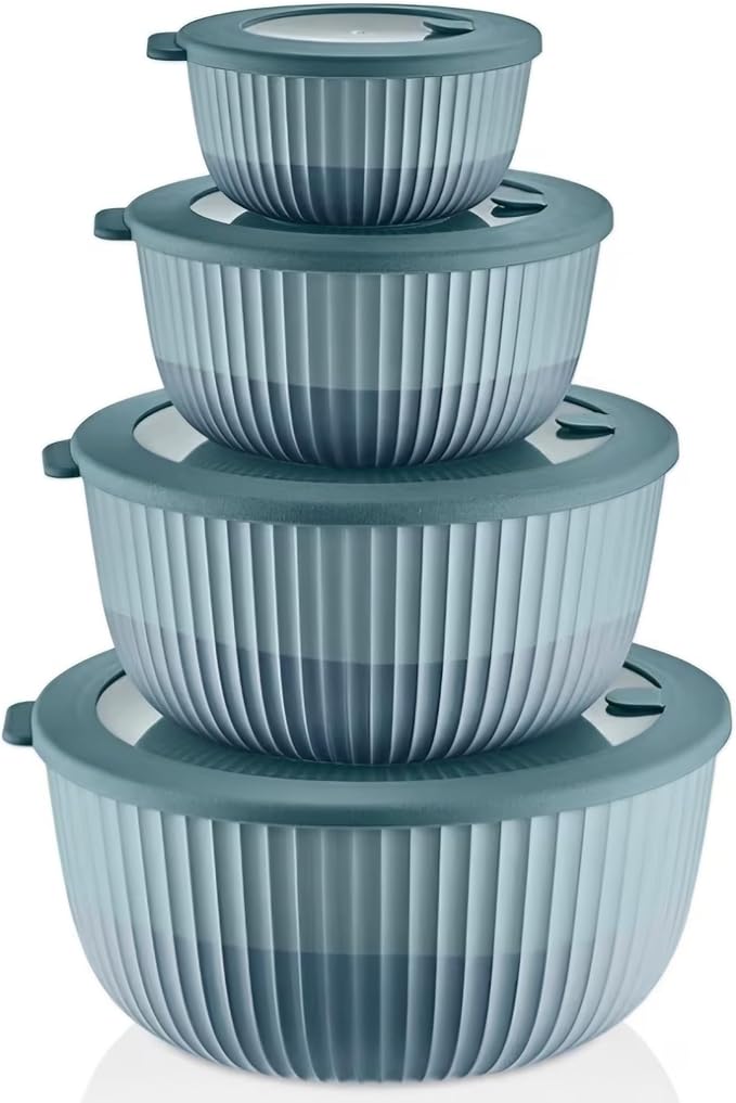 Mixing Bowls with Lids, 8-Piece Airtight Leak-Proof Nesting BPA-Free Bowl Set by Unknown