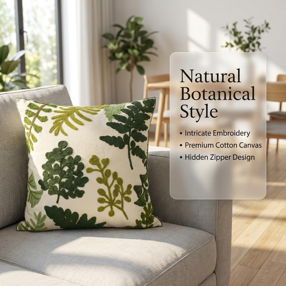 YIcabinet Pack of 2 Throw Pillow Covers,Embroidered Tree Pattern Pillow Case Soft Square Decorative Pillowcases for Home Sofa Couch 18x18 Inch