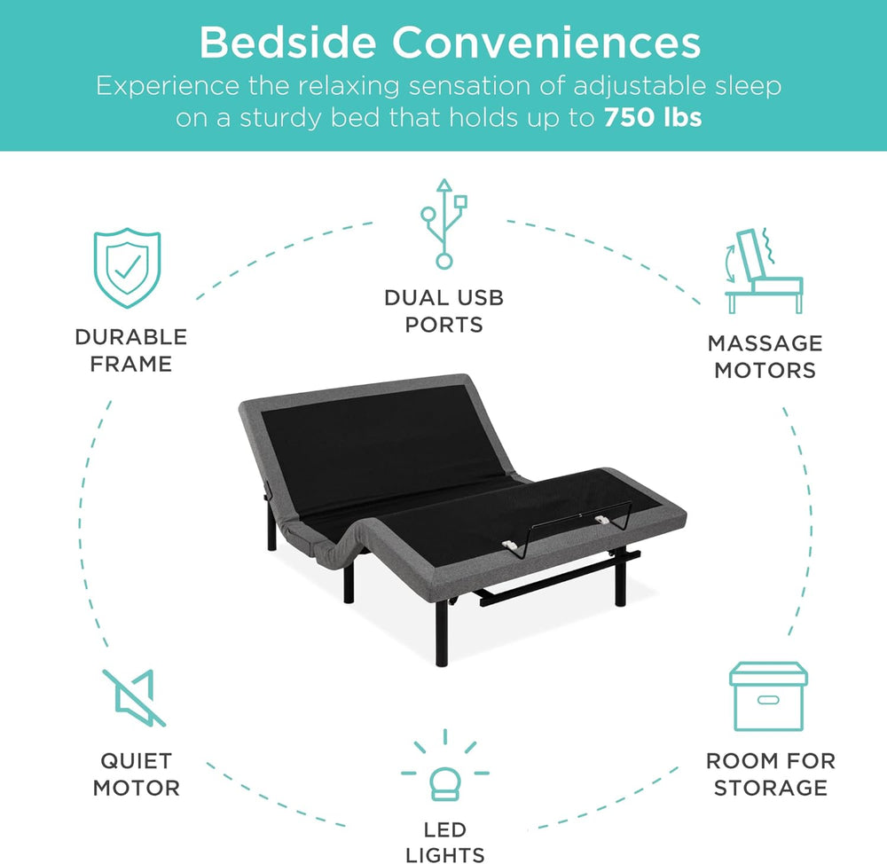 Best Choice Products Ergonomic Queen Size Adjustable Bed Frame, Electric Base...