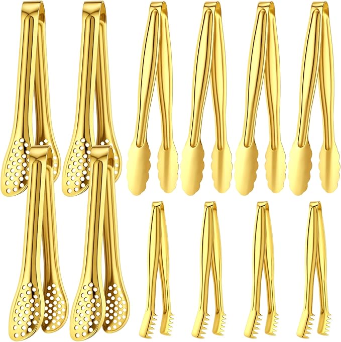 CHENGU 12 Pack Stainless Steel Kitchen Tongs 4/6/6 Inches Food Serving Clip by CHENGU