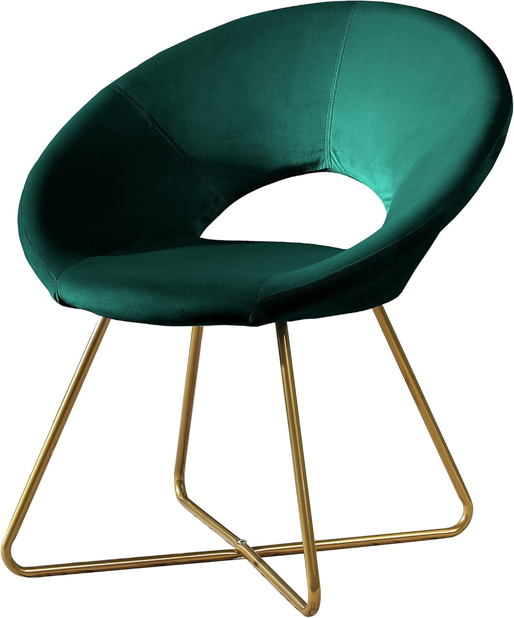 Slatina Green Silky Velvet Upholstered Accent Chair with Gold Tone Finished Base