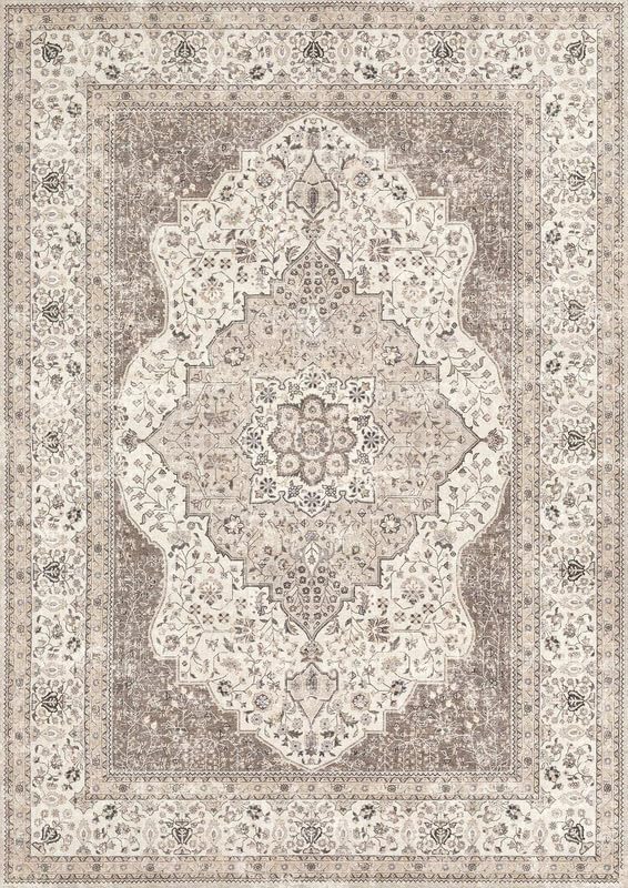 Vintage 6x9 Washable Area Rugs for Living Room, Non Slip, Brown