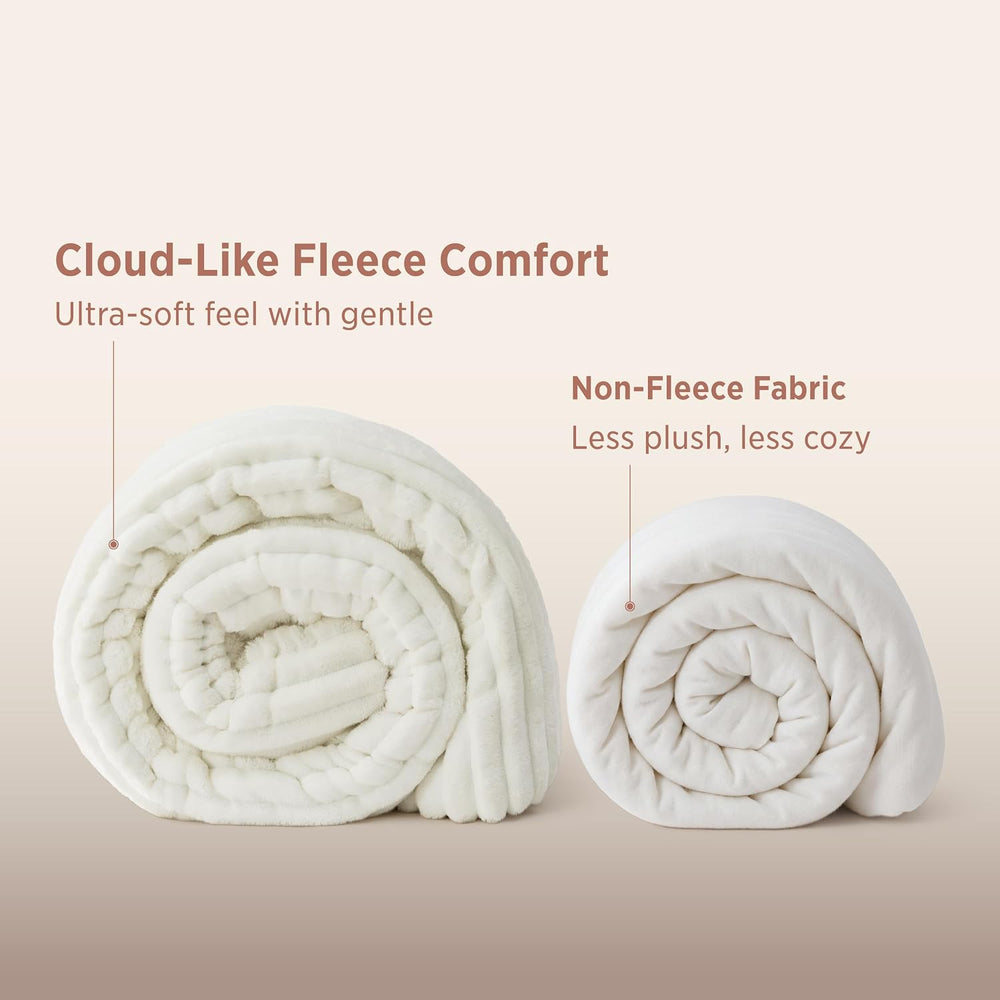 Bedsure Large Queen Comforter Set, Fluffy Bedding Set, Cream White, 3 Piece