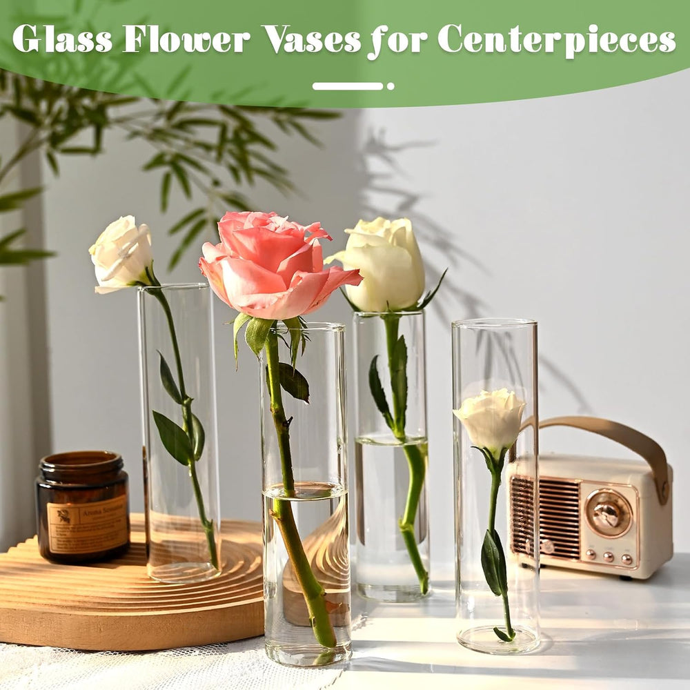 20 Pcs Glass Cylinder Bud Vases for Centerpieces 7.15 Inch Tall
