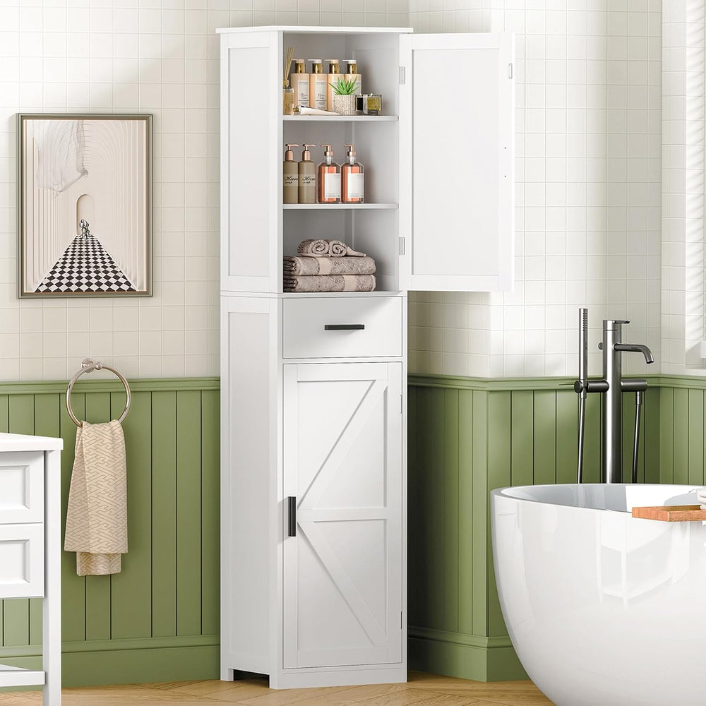 WEENFON Tall Bathroom Cabinet, Storage Cabinet with 6 Shelves & Drawer, B...