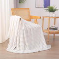 Cream White Fleece Throw Blanket 60”×80” by linecooo