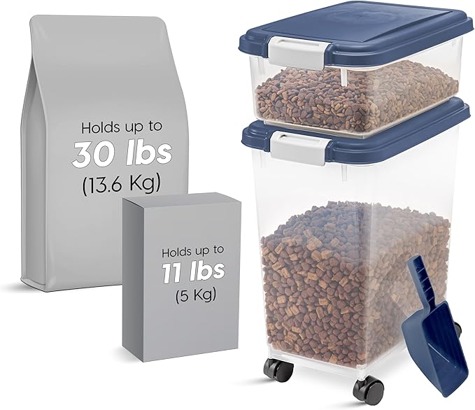 IRIS USA Dog Food Storage Container, 30 lbs & 11 lbs Combo, Cat Food Storage - Image 2