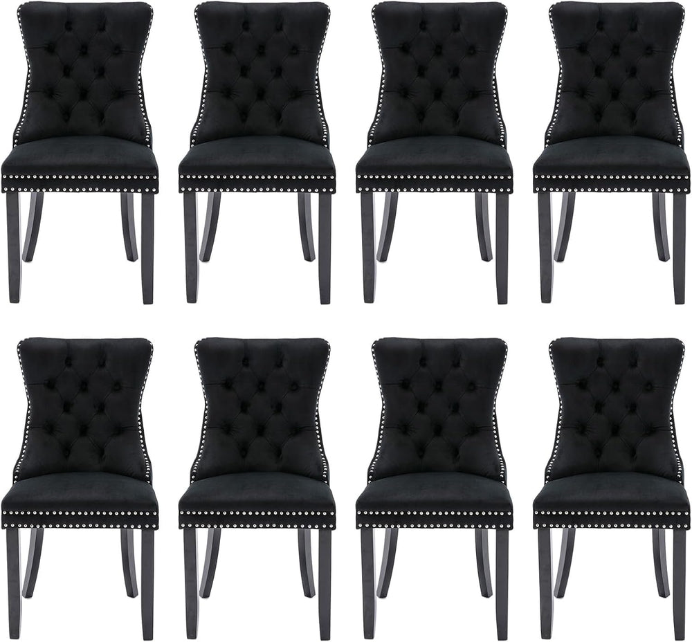 Velvet Upholstered Dining Chairs Set of 8, Modern Style Kitchen Side Chairs w...