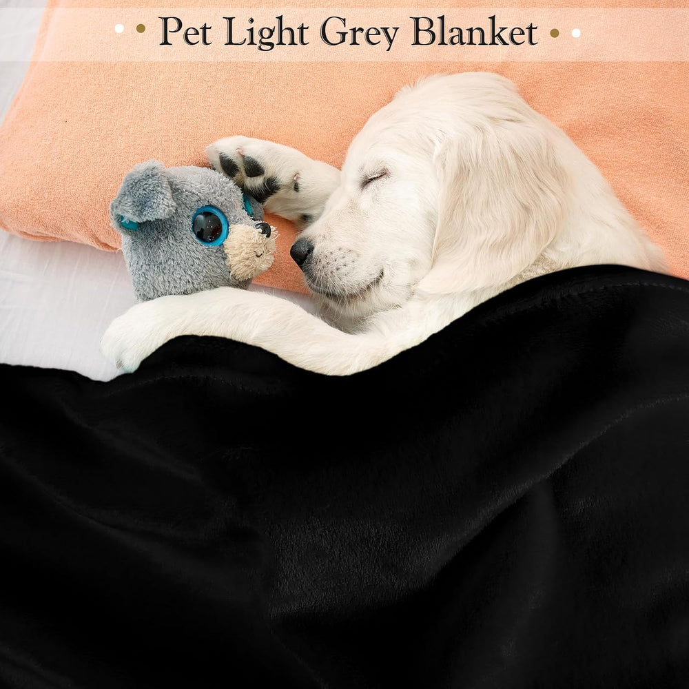 4 Pcs Fleece Throw Blanket Soft, Black, Dark Gray, 50'' X 60''