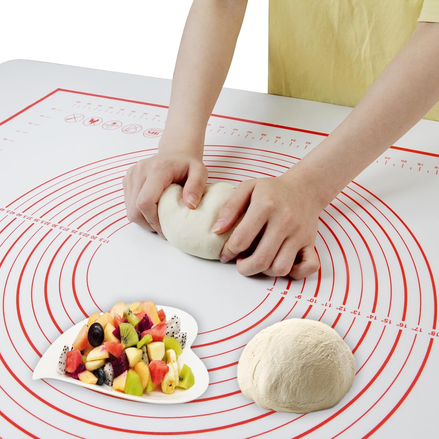 Dough Mat Pastry Silicone Baking Mats 32x24" Red for Rolling Dough Kneading Sheet Sourdough Bread Baking Supplies