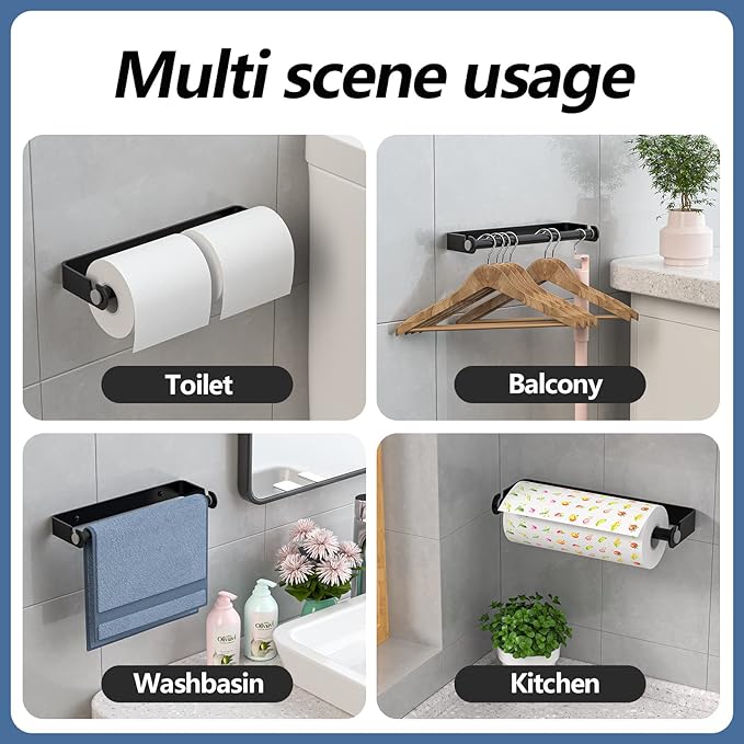 Aheucndg Paper Towel Holder Wall Mount, Self Adhesive or Drill Mounting Paper - Image 5