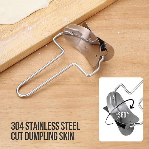 2 Pieces Stainless Steel Pastry Rolling Cutter Circle Dough Blade Roller - Image 2