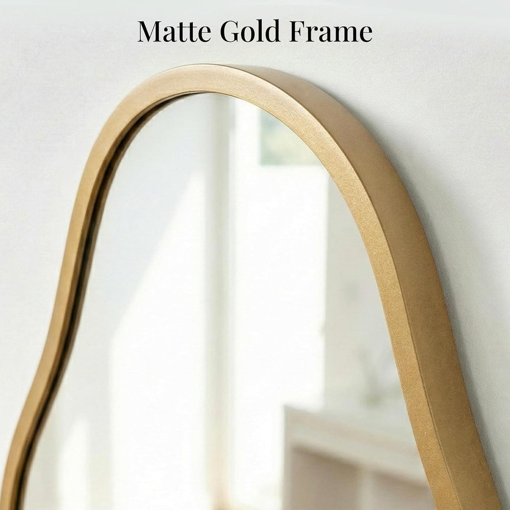 Matte Gold 30x16.5 Inch Irregular Organic Freeform Wall Mirror