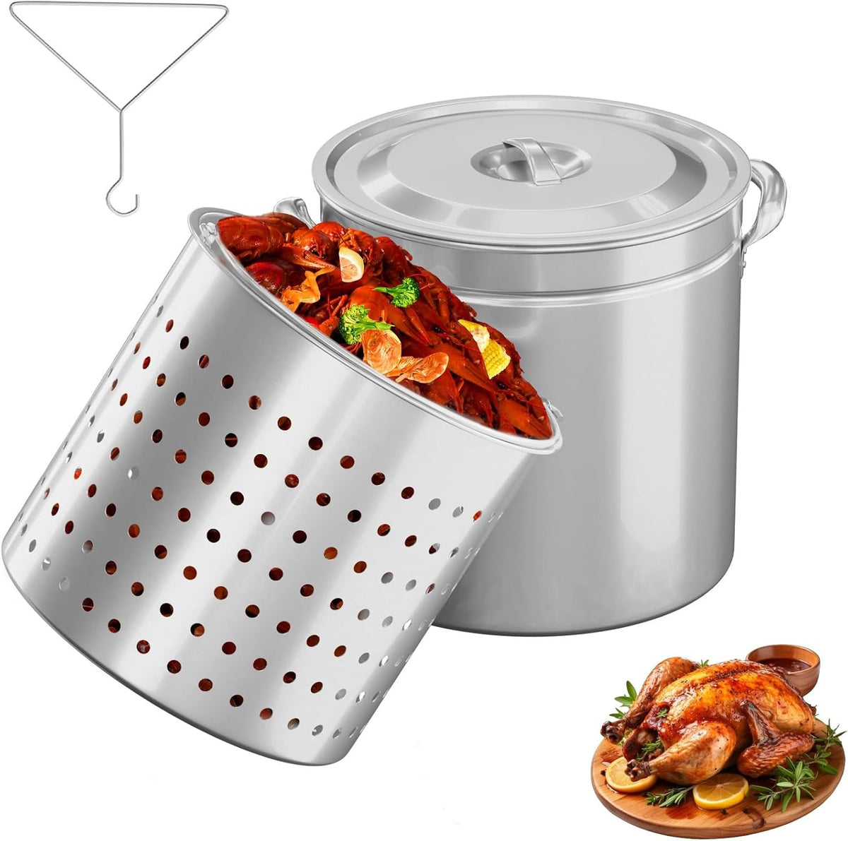 ROVSUN 50-Quart Stainless Steel Turkey Fryer & Seafood Boil Pot