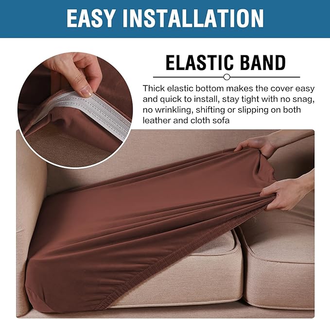 H.VERSAILTEX Velvet Stretch Couch Cushion Cover Plush Cushion Slipcover - Image 4