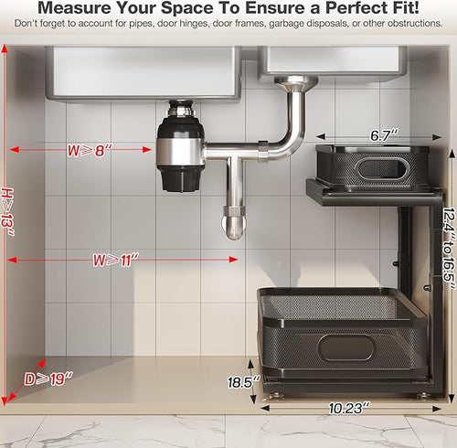 2 Pack 18.5IN-Depth Under Sink Organizer - Image 2