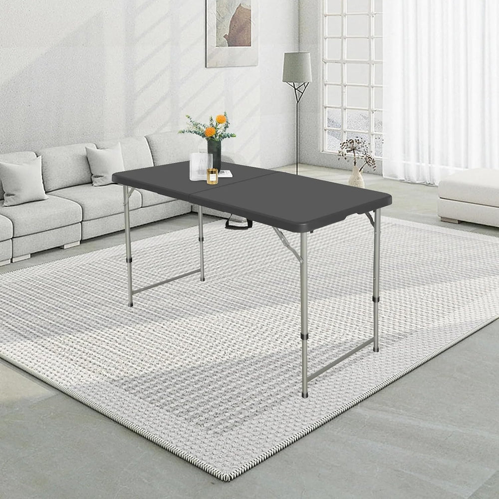SKONYON 4 Foot Folding Table Heavy Duty Portable Fold-in-Half Plastic Utility...