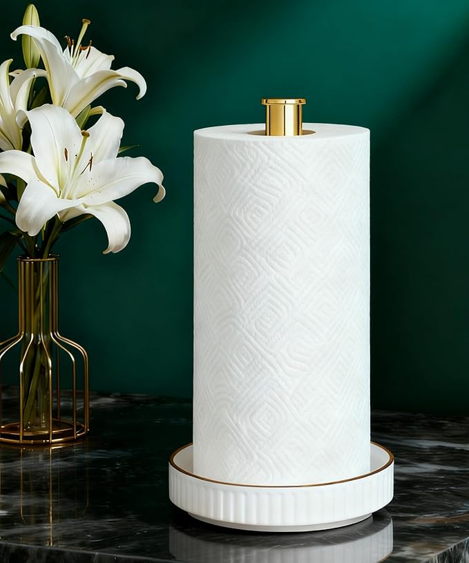 VROOMIUM Paper Towel Holder Countertop, Fits Double to Family Rolls, Elegant - Image 5