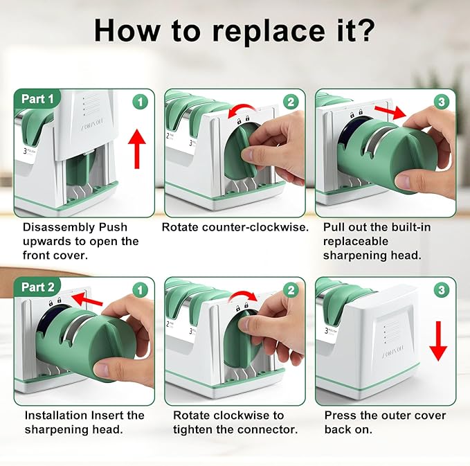 Electric Knife Sharpener with Replaceable Sharpening Head Easy to Change