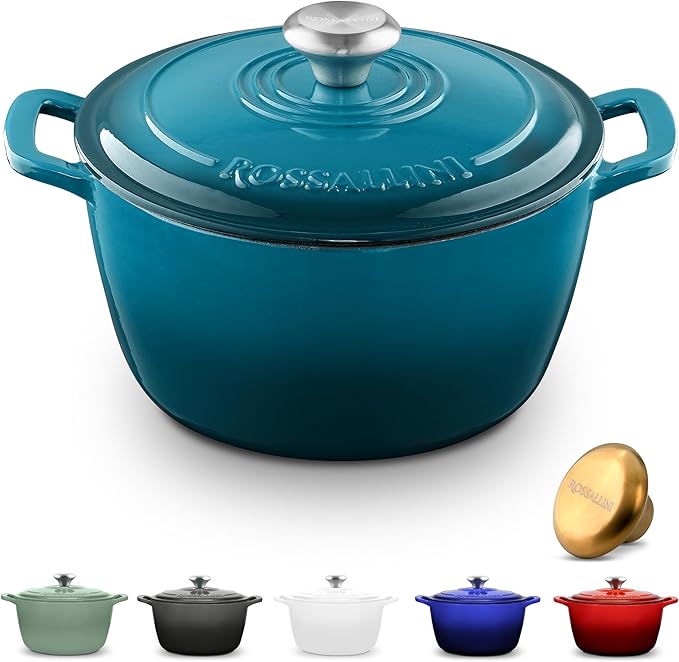 ROSSALLINI Signature Enameled Cast Iron Dutch Oven, Non-Stick Serving Pot by RossalliniSignatureStoneware
