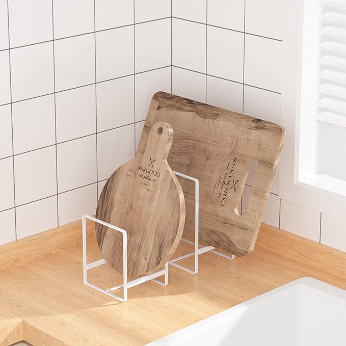 2 Pack Large Plate Holders Organizers Upright Cabinet Dish Drying Racks Metal - Image 9
