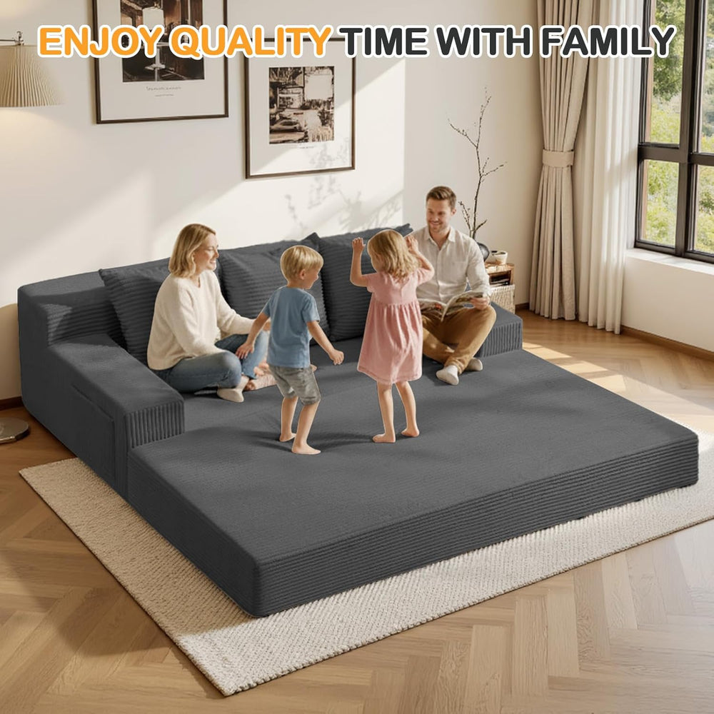Erament 3 Seater Boneless Couch Sofa Bed, 78'' Corduroy Oversized Lov...
