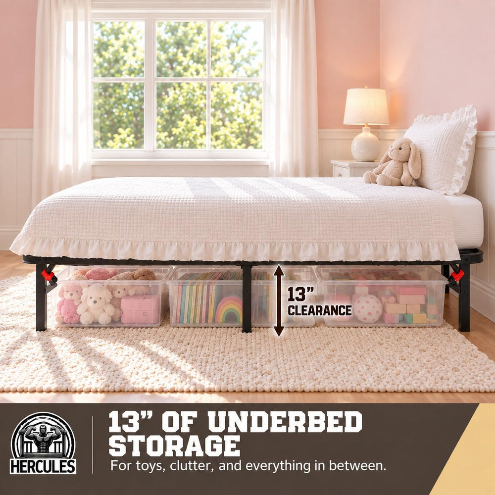 Hercules 14-Inch Heavy-Duty Metal Platform Bed Frame, Twin, Black