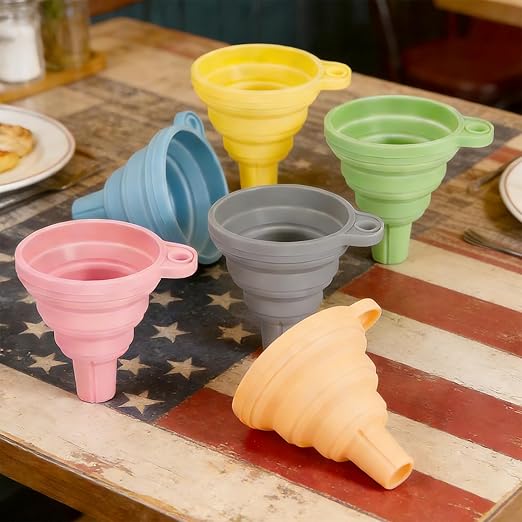 Douji 6PCS Silicone Collapsible Kitchen Funnel Set, Food Grade Silicone Funnels - Image 6