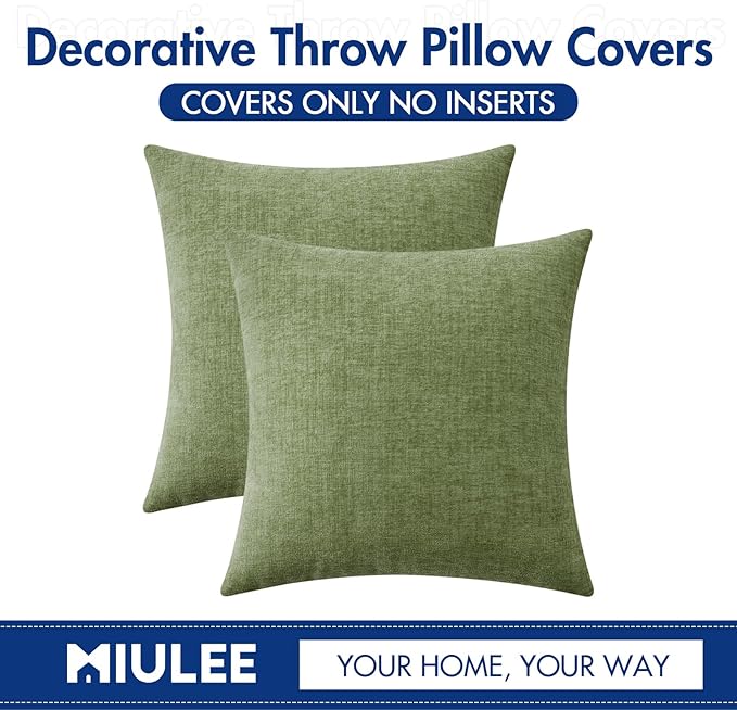 MIULEE Pack of 2 Couch Throw Pillow Covers 20x20 Inch Spring Soft Sage Green - Image 6