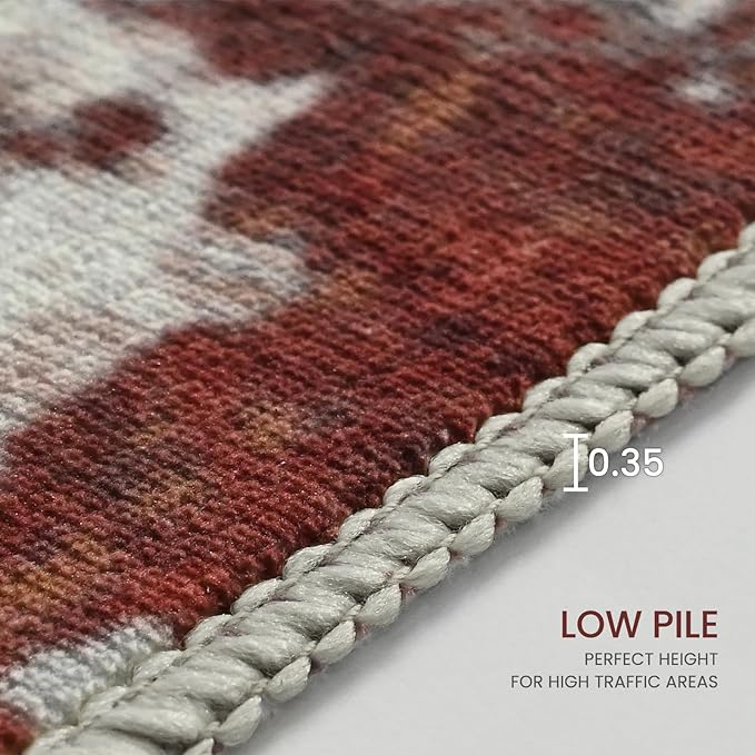 Ompaa Living Room Rug 5x8 Beige Area Rug Machine Washable Boho Rug Non Slip - Image 8