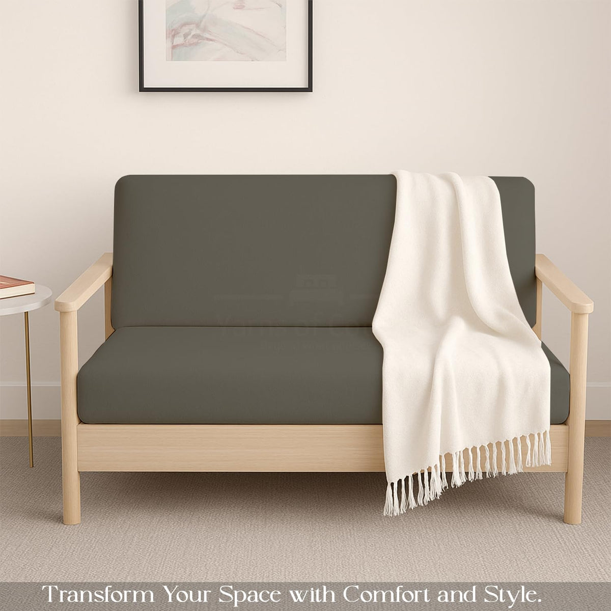 queen size foldable armless futon covers - microfiber shown in use