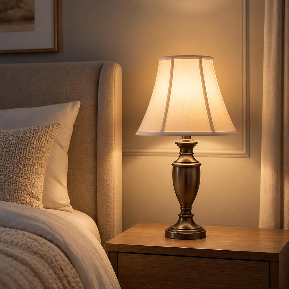 White Bell Lamp Shades Set of 2, 6.7" Top x 13" Bottom x 10" H...