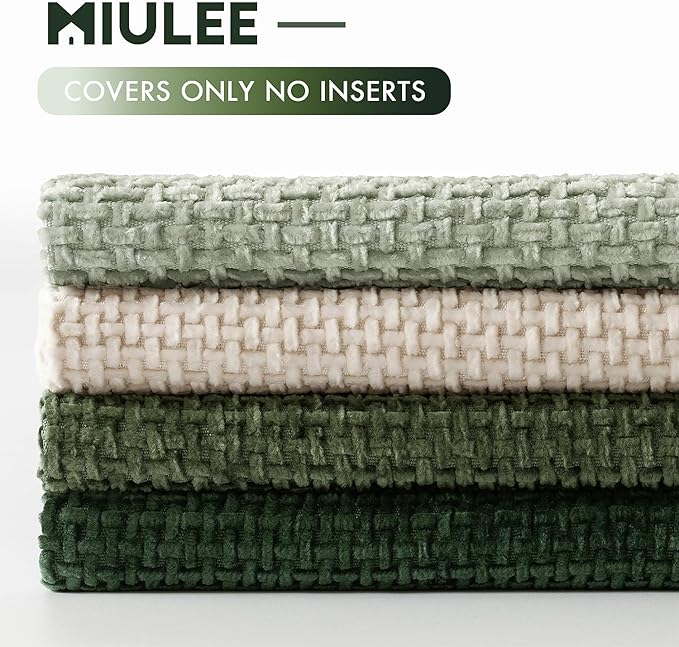 MIULEE Pack of 4 Couch Throw Pillow Covers 18x18 Inch Neutral Green Soft - Image 6