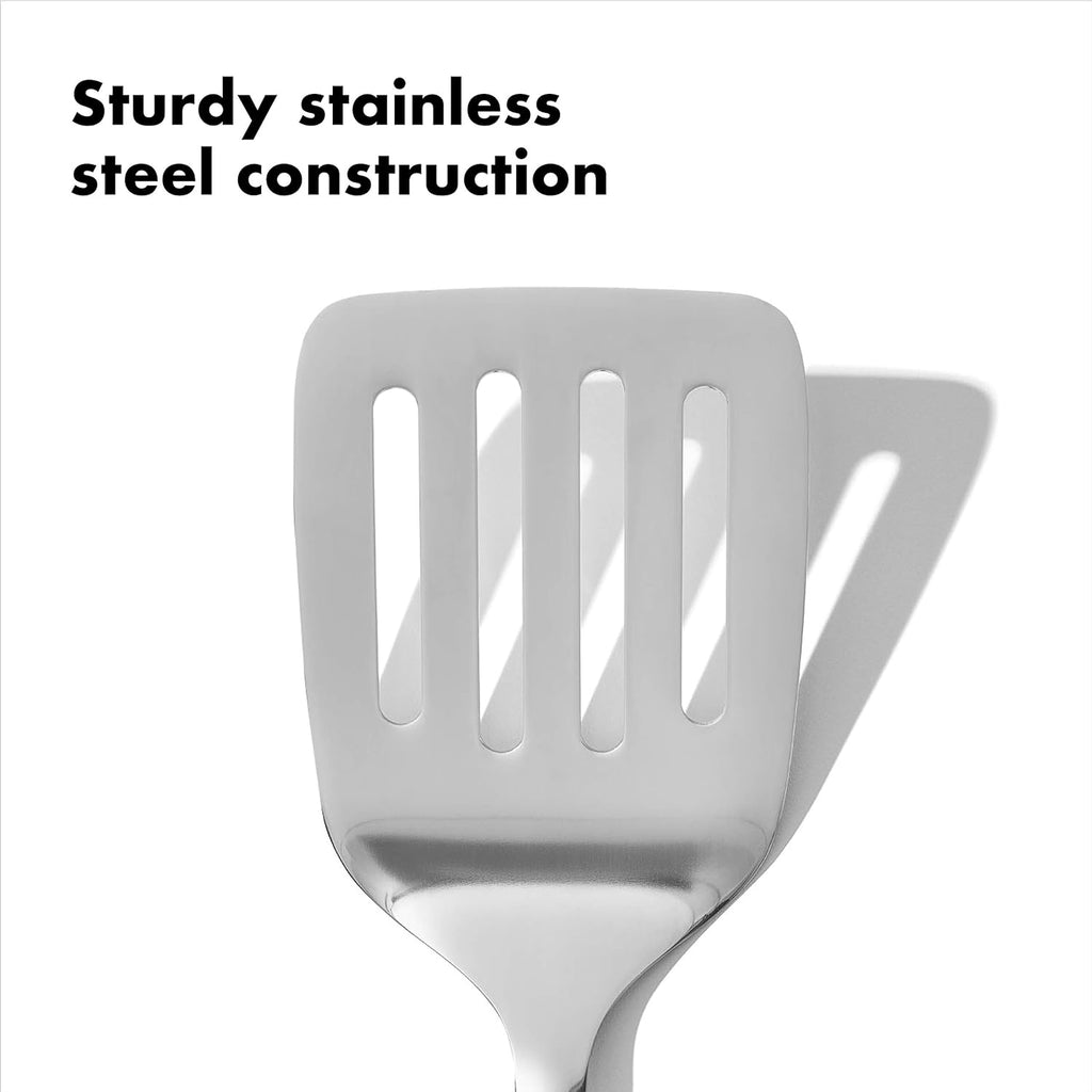 OXO Good Grips Stainless Steel Turner, Cooking Spatula, Heat Resistant | Flexible Head For Fish, Stainless Steel Spatula, Comfortable Grip, Kitchen Turner For Grilling