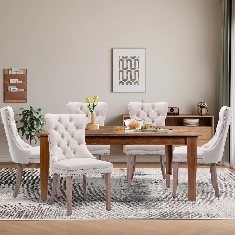 5 Piece Extendable Dining Table Set for 4-8 Person, Wooden Dining Room Table ...
