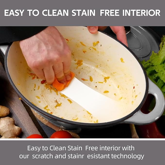 5.5 Quart Oval Enameled Cast Iron Dutch Oven Pot