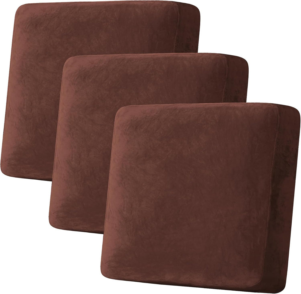 H.VERSAILTEX Velvet Stretch Couch Cushion Cover Plush Cushion Slipcover (3 Pi...