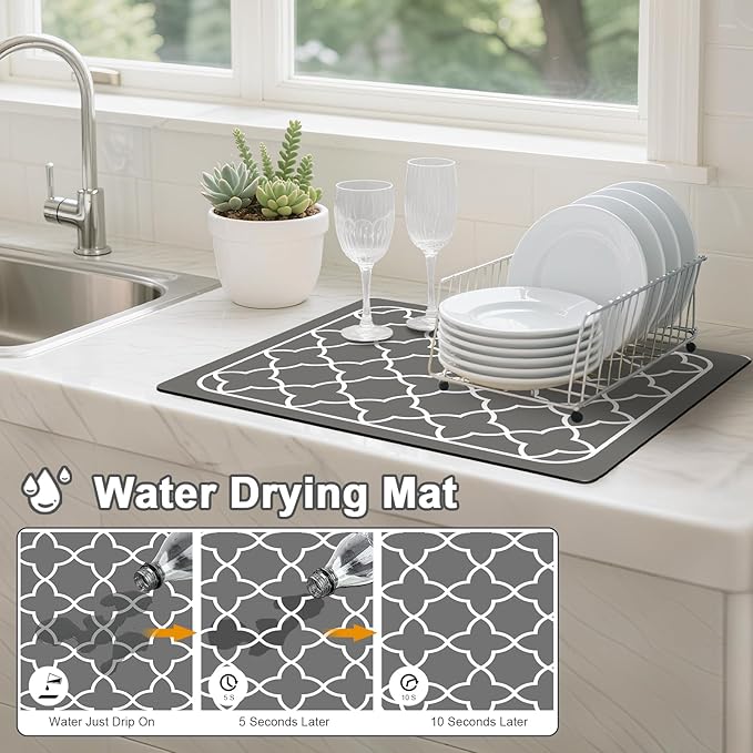 Dish Drying Mats for Kitchen Counter, Waterproof Coffee Mat for Countertop - Image 2
