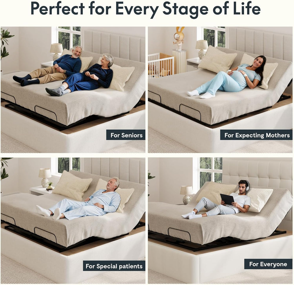 FLEXISPOT S3K-Lite King Adjustable Bed Base, Zero Clearance & Zero Gravity