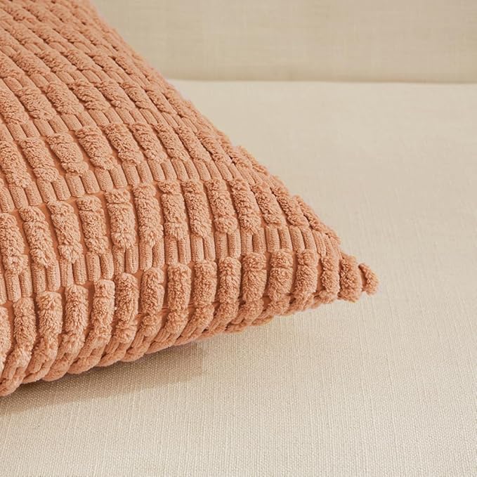 Fancy Homi 4 Packs Peach Decorative Throw Pillow Covers 18x18 Inch - Image 4