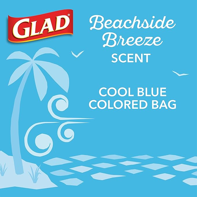 Glad Odorshield Small Drawstring Trash Bags, 4 Gal, Febreze Beachside Breeze - Image 4
