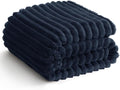 HIMEET Navy Blue Ribbed Twin Blanket by Unknown