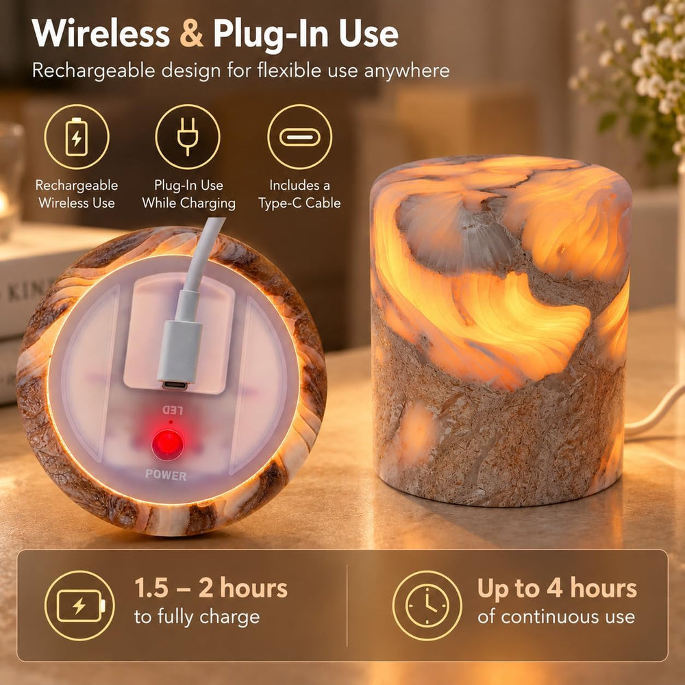 Marble Lamp, Natural Stone Lamp, Rechargeable Ambient Mood Light